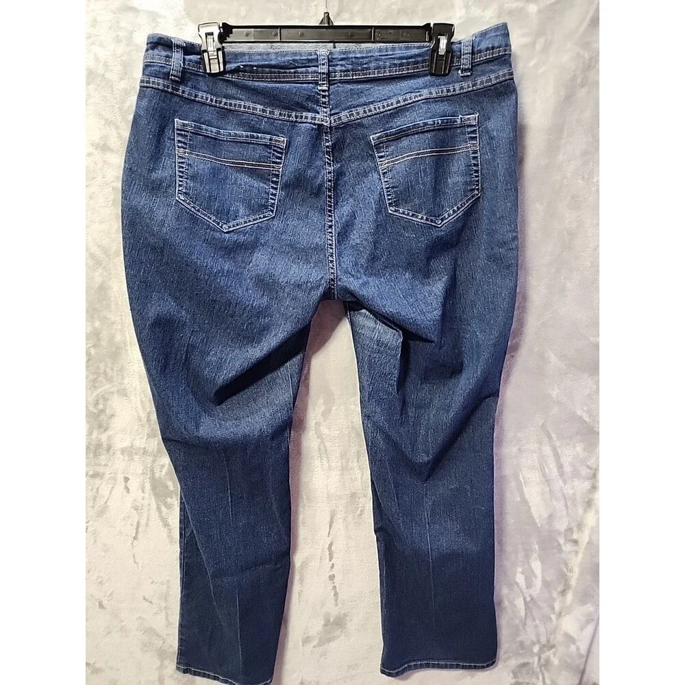 Ashley Stewart Jeans Womens 18W Average Straight Leg Blue Cowgirl Dark Wash Boho